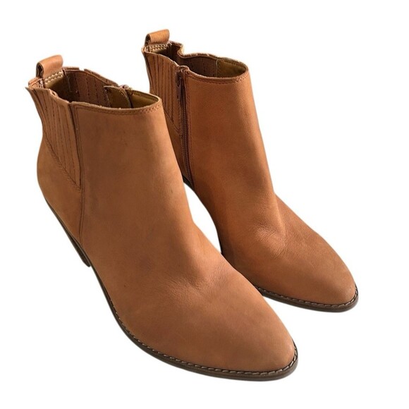 Lucky Brand Nesly Leather Cognac Heeled Western Ankle Booties Womens Size 8M - Picture 4 of 13